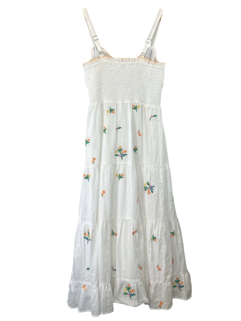 Jacquie Garden party White Midi Dress with Multicolor Floral Embroidery Size M - Picture 3 of 9